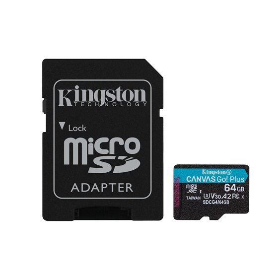Tarjeta microSDXC Canvas Go Plus Gen4 de 64 GB, 200 MB/s, A2 U3 V30 y adaptador