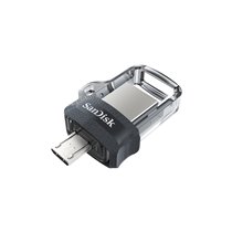 Ultra Dual m3.0 unidad flash USB 128 GB USB Type-A / Micro-USB 3.2 Gen 1 (3.1 Gen 1) Negro, Plata, Transparente