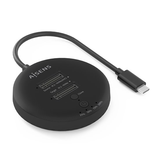 Estacion De Docking De Doble Bahia NVME a USB 3.2 Gen2x2, Clone, Negro