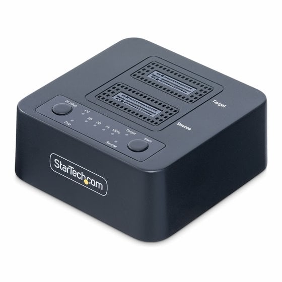 Dock Duplicador Clonador Autónomo 1:1 de Unidad SSD NVMe M.2 - 90GBpm - USB-C 3.2 de 20Gbps - Docking Station USB Tipo C de 2 Ba