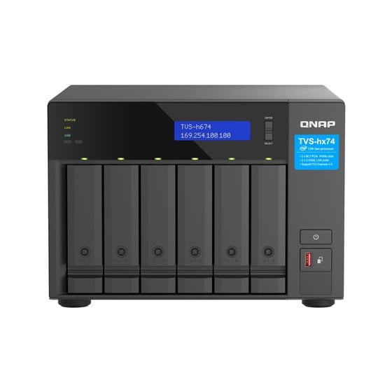 TVS-h674 NAS Torre Intel® Core™ i3 i3-12100 16 GB DDR4 0 TB QuTS hero Negro