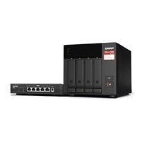 TS-473A + QSW-1105-5T Bundle Pack NAS Torre Ryzen Embedded V1500B 8 GB DDR4 0 TB QNAP Turbo System Negro