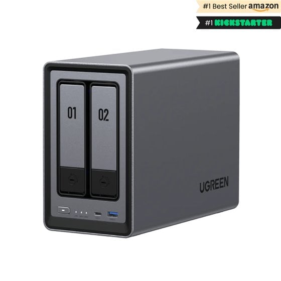 NASync DXP2800 NAS System 2-Bay Compacto Intel® N N100 8 GB DDR5 0 TB UGOS Pro Negro