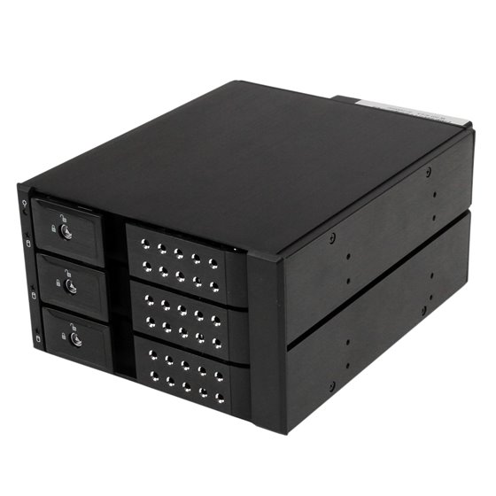 Rack Móvil Backplane de 3 Bahías para Unidades de 3,5 SAS II/SATA III Hot Swap - 6 Gbps - Rack Móvil de Aluminio con Intercambio