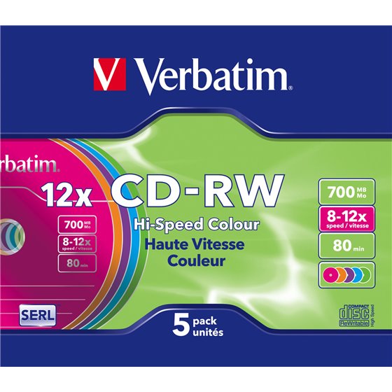 CD-RW Colour 12x 700 MB 5 pieza(s)