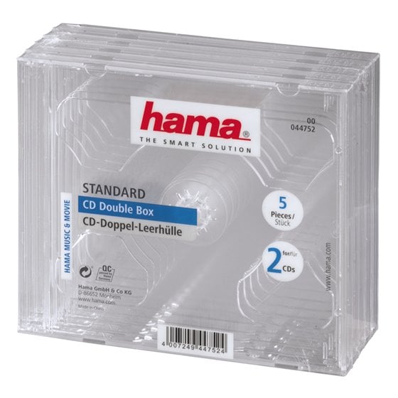 CD Double Jewel Case, Pack 5 2 discos Transparente