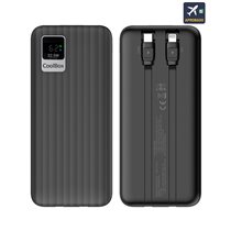 POWERBANK DP10 10000MAH LCD+CABLES INTEGRADOS USB-C+LIGHTING NEGRO CARGA RAPIDA