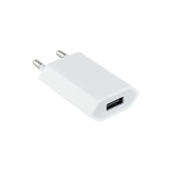 MINI CARGADOR USB PARA IPOD IPHONE,5V-1A, BLANCO