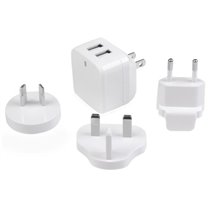 Cargador de Pared USB de 2 Puertos para Tablets Smartphones - Cargador Blanco de Alta Potencia para Viajes