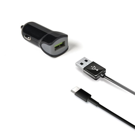 CCUSBTYPEC cargador de dispositivo móvil Smartphone, Tableta Negro Encendedor de cigarrillos Auto