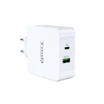 Cargador de Pared doble puerto USB-C PD + USB A QC3.0, 48W