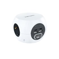 Base de 3 enchufes con 4 USB's (2 USB A + 2 USB-C), con interruptor