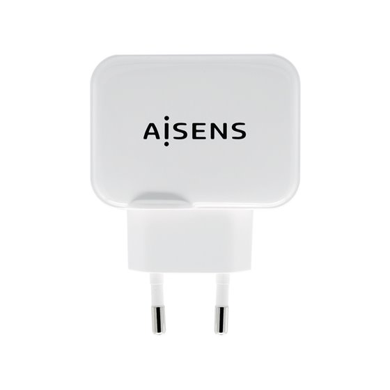 Cargador USB 17W 5V/3.4A, 2xUSB Con Control AI, Blanco