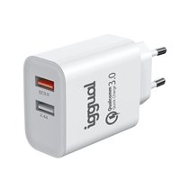 Cargador doble 2xUSB carga rápida QC3.0 30W