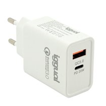 Cargador doble USB QC3.0 + tipo C PD 20W
