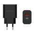 Cargador 20W, 1xUSB-C PD3.0, 1xUSB-A QC3.0, Negro