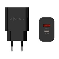 Cargador 20W, 1xUSB-C PD3.0, 1xUSB-A QC3.0, Negro