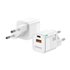 Cargador Gan 30W, 1xUSB-C PD3.0 QC4.0, 1xUSB-A QC3.0, Blanco