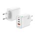 Cargador Gan 65W, 2xUSB-C PD3.0 QC4.0, 1xUSB-A QC3.0, Blanco