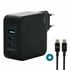 Charger 100W 2USB C 1USBA GaN cable 100W Portátil, Smartphone, Tableta Negro Corriente alterna Interior
