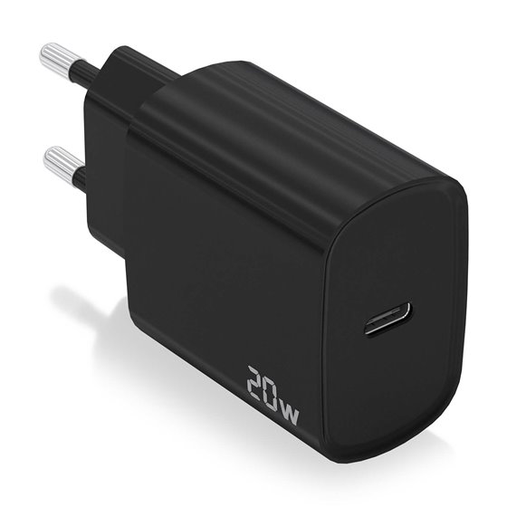 Cargador USB-C PD3.0 1 Puerto 1xUSB-C 20W, Negro