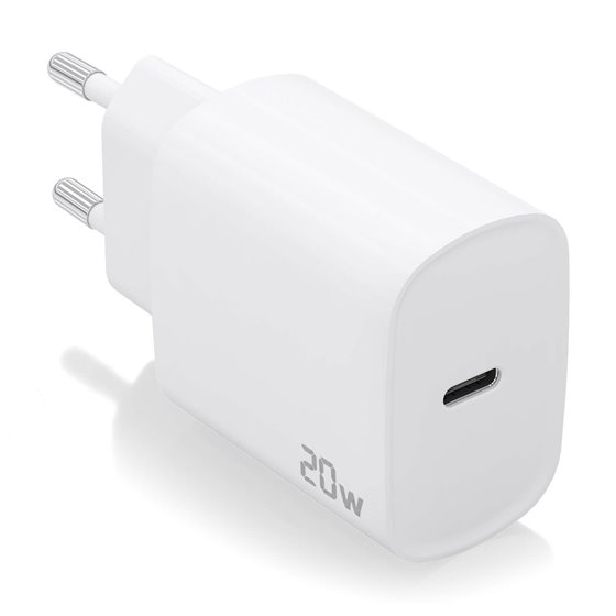 Cargador USB-C PD3.0 1 Puerto 1xUSB-C 20W, Blanco