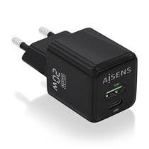 Cargador GaN 20W, 1xUSB-C PD3.0 QC4.0, 1xUSB-A QC3.0, Negro