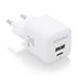 Cargador GaN 25W, 1xUSB-C PD3.0 QC4.0, 1xUSB-A QC3.0, Blanco
