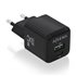 Cargador GaN 25W, 1xUSB-C PD3.0 QC4.0, 1xUSB-A QC3.0, Negro