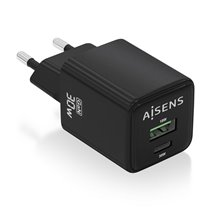 Cargador Gan 30W, 1xUSB-C PD3.0 QC4.0, 1xUSB-A QC3.0, Negro