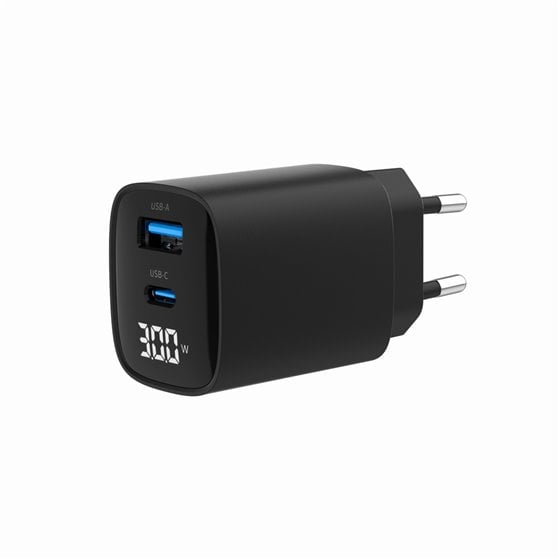 TA-UC-PDQC30LCD-BK-01 cargador de dispositivo móvil Smartphone, Reloj inteligente, Tableta Negro Corriente alterna Carga rápida 