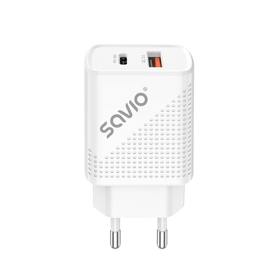 LA-04 USB Type A & Type C Quick Charge Power Delivery 3.0 Indoor Smartphone, Tableta Blanco Carga rápida Interior