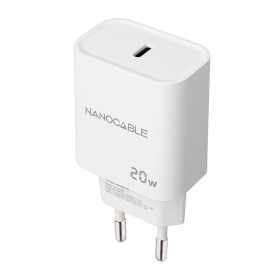 Cargador USB-C PD 20W, Blanco