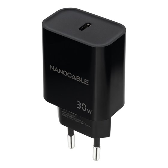 Cargador USB-C PD 30W, Negro