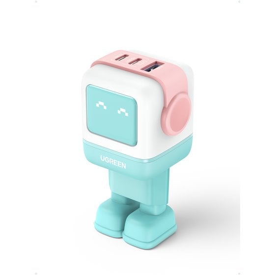 Uno RG 65W 3-Port GaN Fast Charger pink blue Ordenador portátil, Teléfono móvil, Portátil, Tableta, Teléfono Azul Corriente alte