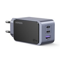 Nexode Air 65W sieninis kroviklis, USB + 2x USB-C pilkos spalvos Ordenador portátil, Teléfono móvil, Ratón, Portátil, Batería po