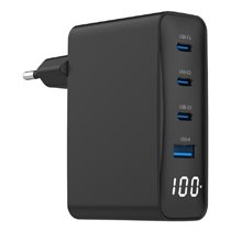 TA-UC-PDQC100LCD-01-BK cargador de dispositivo móvil Portátil, Smartphone Negro Corriente alterna Carga rápida Interior