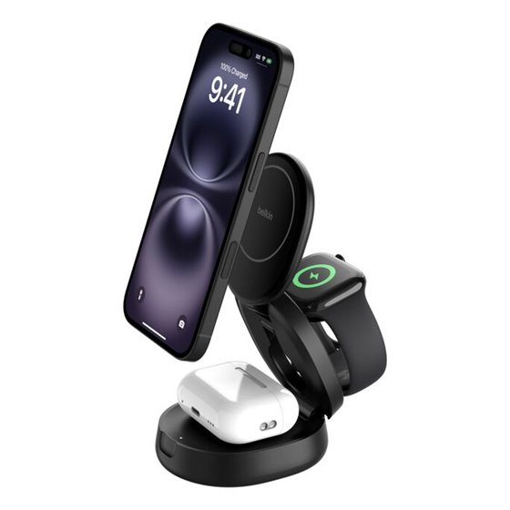 WIZ034KQBK cargador de dispositivo móvil Auriculares, Smartphone, Reloj inteligente Negro USB Cargador inalámbrico Carga rápida 