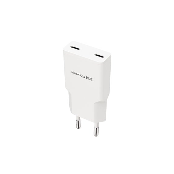 Cargador 2xUSB-C/PD 30W, Blanco