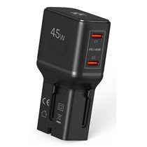 MULTIPLUGSL45W cargador de dispositivo móvil Auriculares, Smartphone, Tableta Negro Corriente alterna Carga rápida Interior