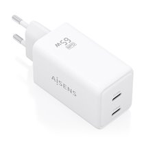 Cargador GaN 65W, 2xUSB-C PD3.0 QC4.0, Blanco