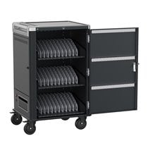 EW1701 carrito y armario de dispositivo portátil Armario de gestión y carga para dispositivos portátiles Negro, Gris