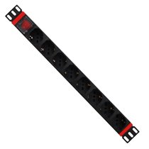 WPN-PDU-C01-08 unidad de distribución de energía (PDU) 8 salidas AC 1U Negro, Rojo