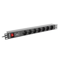 PDU-07F-0200-BK unidad de distribución de energía (PDU) 7 salidas AC 1U Negro
