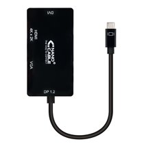 Conversor USB-C a VGA / DVI / H???, 3 En 1. USB-C/M-VGA/H-DVI/H-HDMI/H 4K, Negro, 10 cm