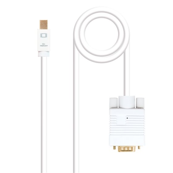 Cable conversor Mini DP a VGA, Mini DP/M - VGA/M, Blanco, 3.0 M