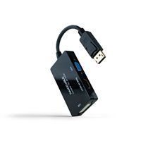Conversor DISPLAYPORT a HDMI/DVI/VGA, 20 cm, Negro