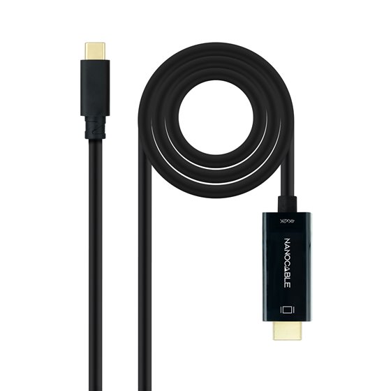 Cable Conversor USB-C a HDMI 1.4 4K@30Hz, Color Negro, 5 m