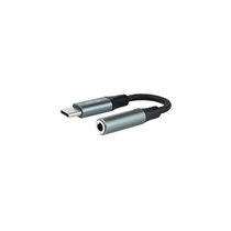 Cable Adaptador Audio USB-C/M a Jack 3.5/H, 11 cm, Negro/Gris