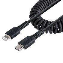 Cable de 50cm USB-C a Lightning MFi, Cable USB Tipo C Rizado de Carga Negro para iPhone, con Recubrimiento de TPE, Núcleo de Fib